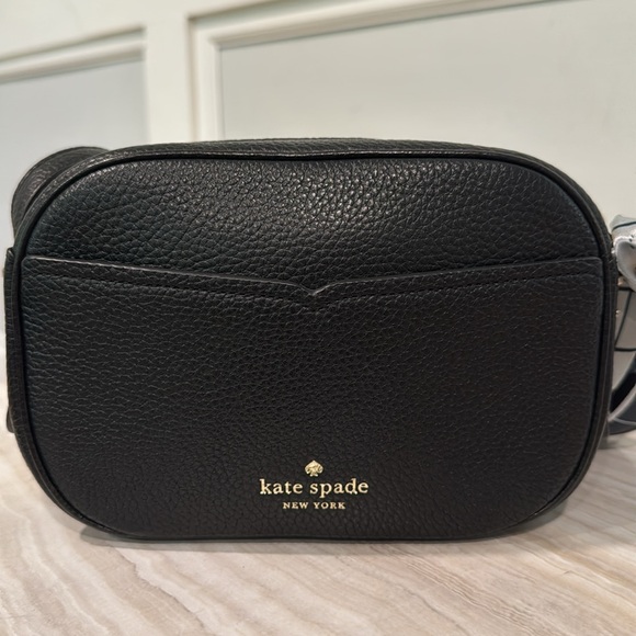 Kate Spade Bag Black Pebbled Leather Logo Camera Bag Crossbody Bag - Picture 6 of 17